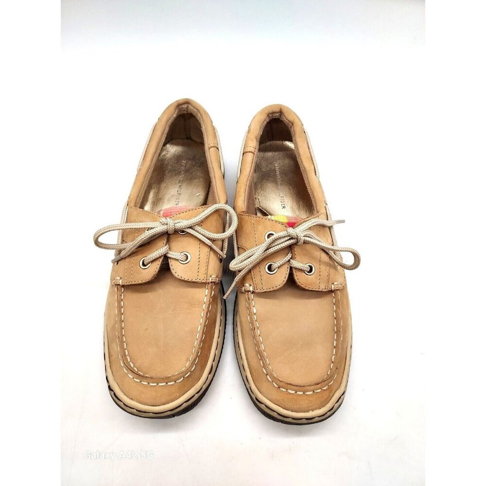 Tommy Hilfiger Women’s Boat Shoes Tan Leather Loafers Size 7